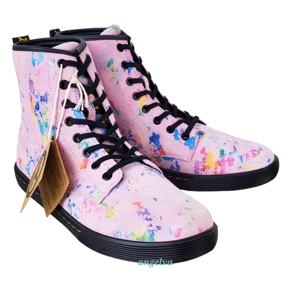NWB Dr Martens sheridan suede lace up boots pink rainbow burst barbiecore hi top - Picture 6 of 15
